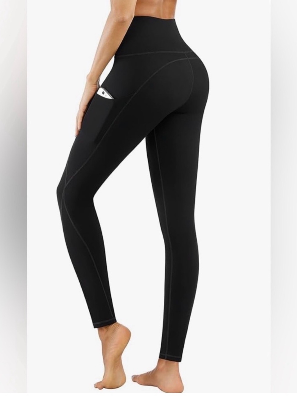 High-Rise Black Pocket Leggings for Active Wear